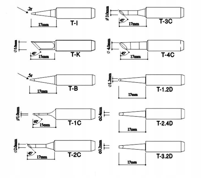 Zestaw 3 grotów do stacji lutowniczych 900M-T Kod producenta 12766