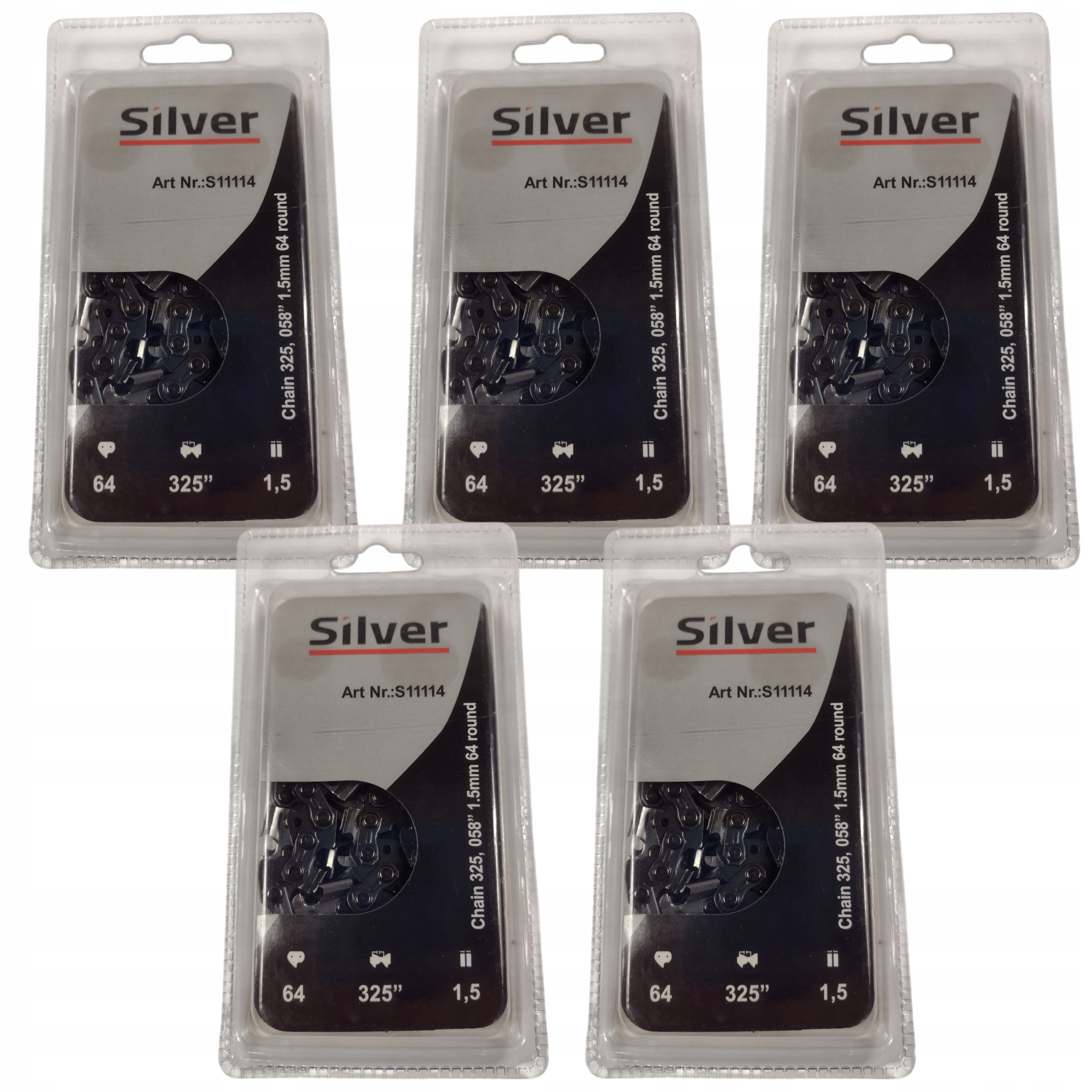 5 szt Łańcuch Tnący Do Piły 15" 38 cm 325 058 1,5 mm 64 ogniw SilverTools