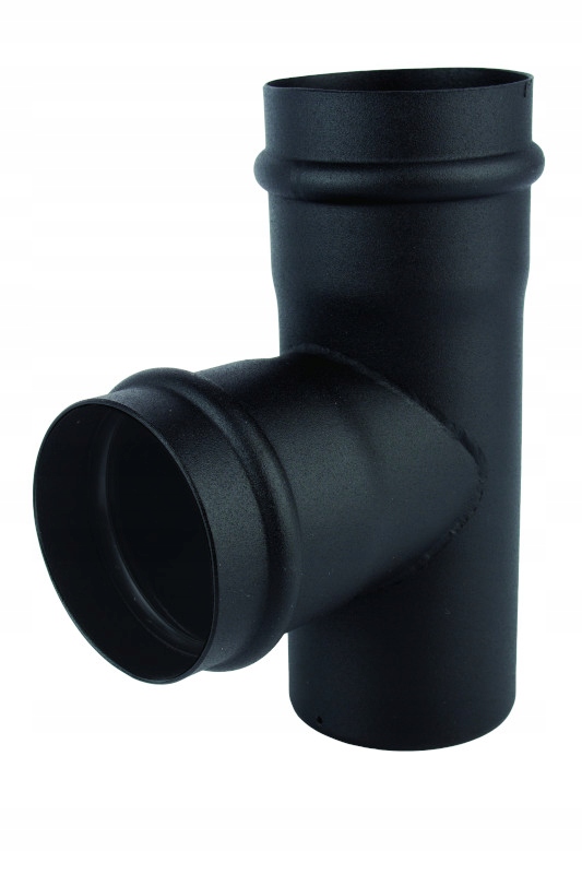 T-rozdělovač černý fi 80 mm ocel pelet kamna kotel