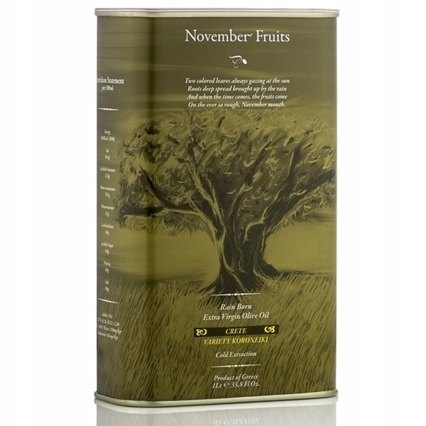 Levně Řecký extra panenský olivový olej November Fruit Plechovka 1 litr Kréta
