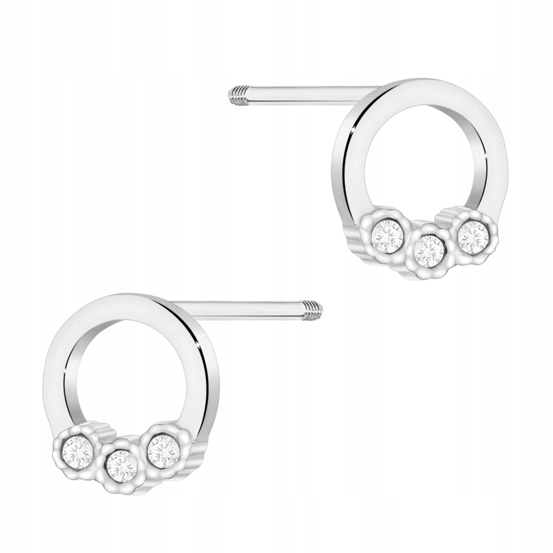 Bílé Zlaté Náušnice pr. 585 Celebrity s brilianty Kola 0,052ct Tužka
