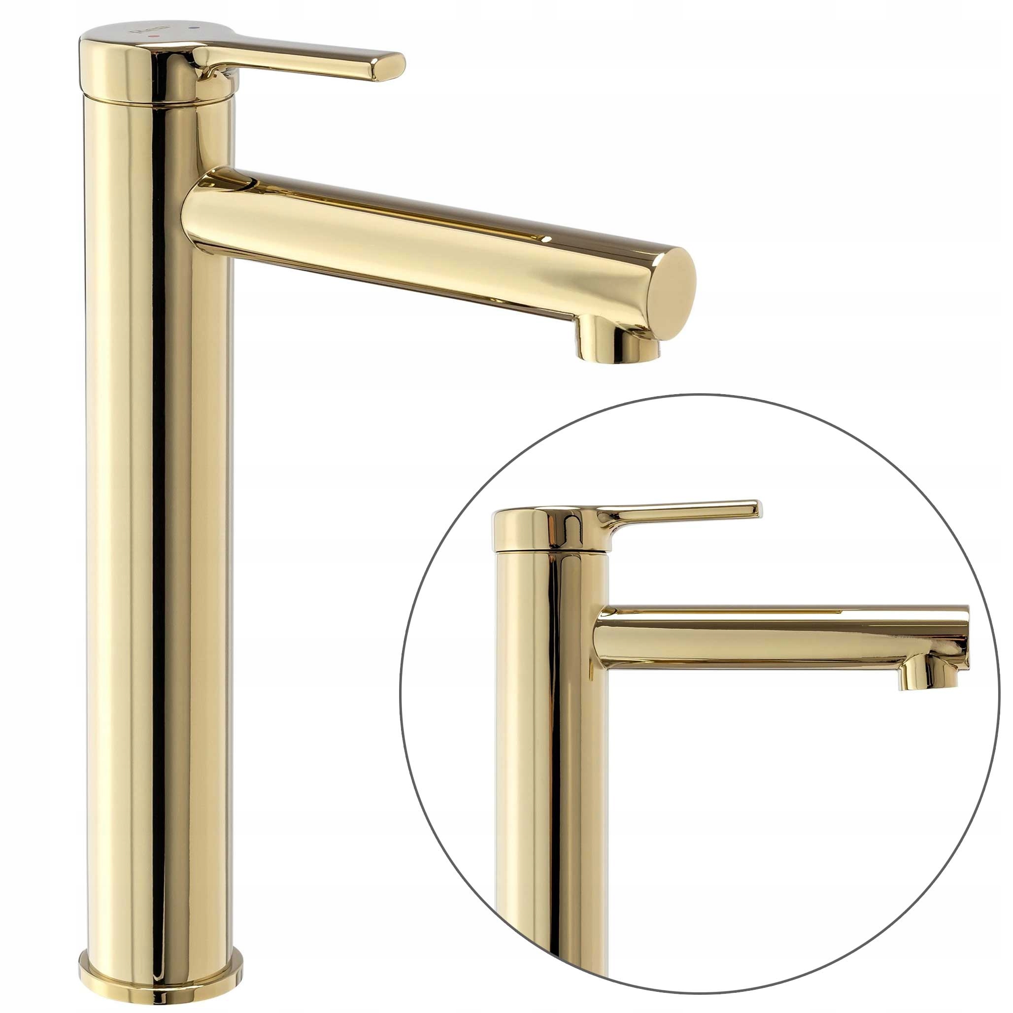 Umývadlová batéria pre umývadlo Zlatá Vysoká Rea Pixel Lesk Mosadz