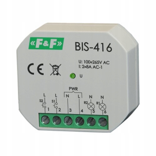 Impulsní bistabilní relé BIS-416 2 kanálové 265V 2xmax8A 2xNO F&f