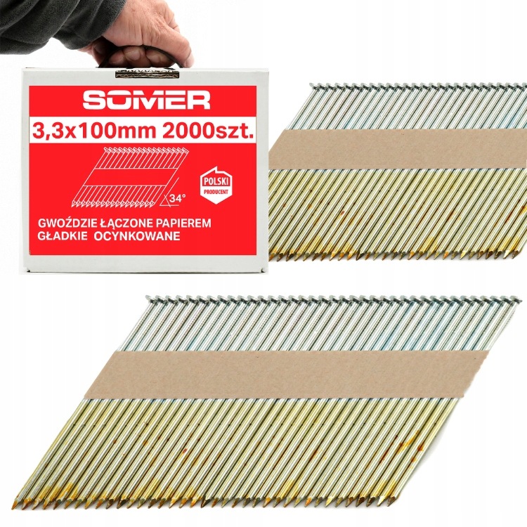 Hřebíky spojované papírem 3,3x100mm Gnk 2000 ks Hladké, pozinkované