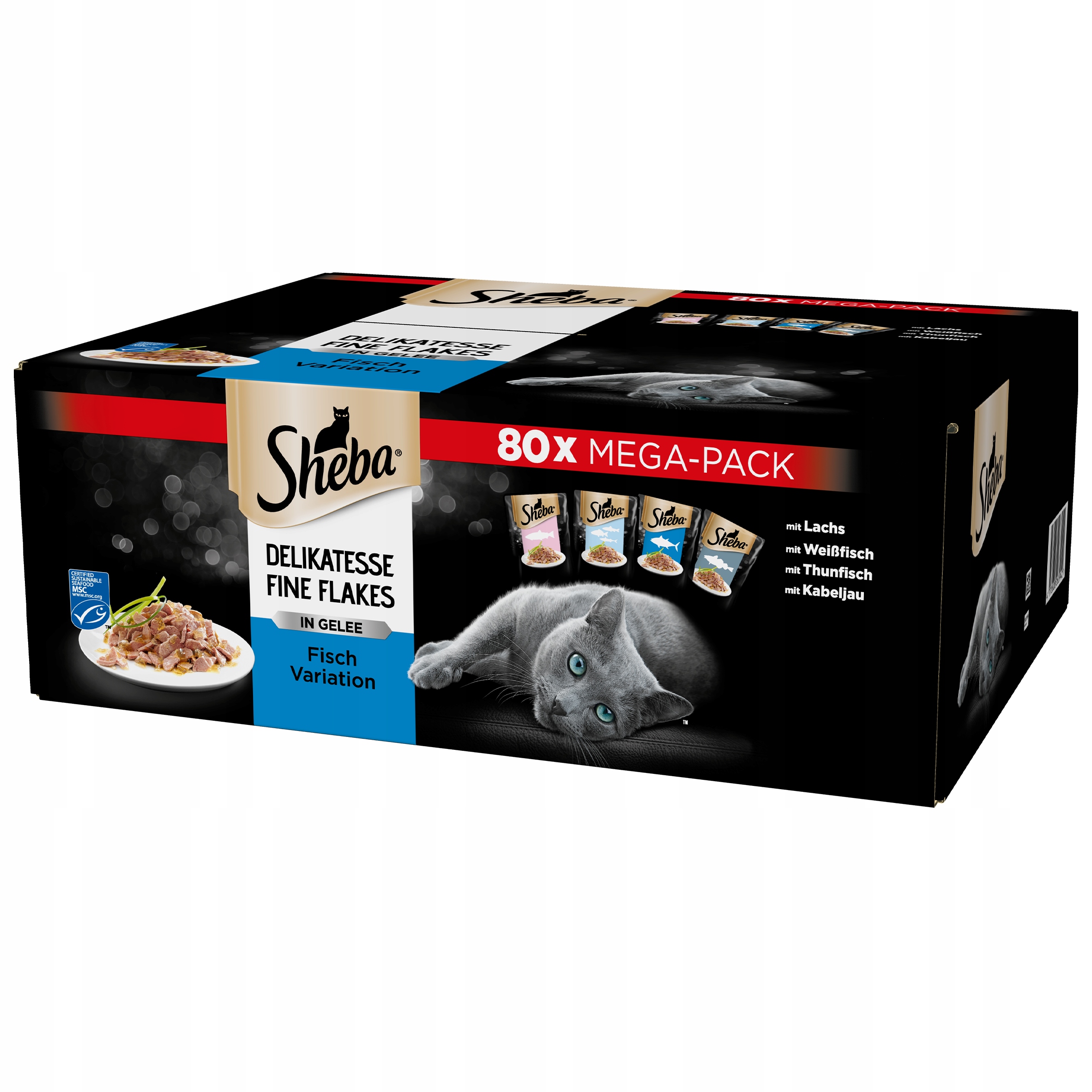 Levně Sheba sáčky 80x85 g Delicacy Rybí příchutě