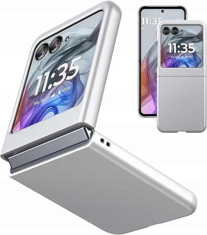 Eastcoo Slim Fit etui do Motorola Razr 50 wzmocnione frost feel srebrne