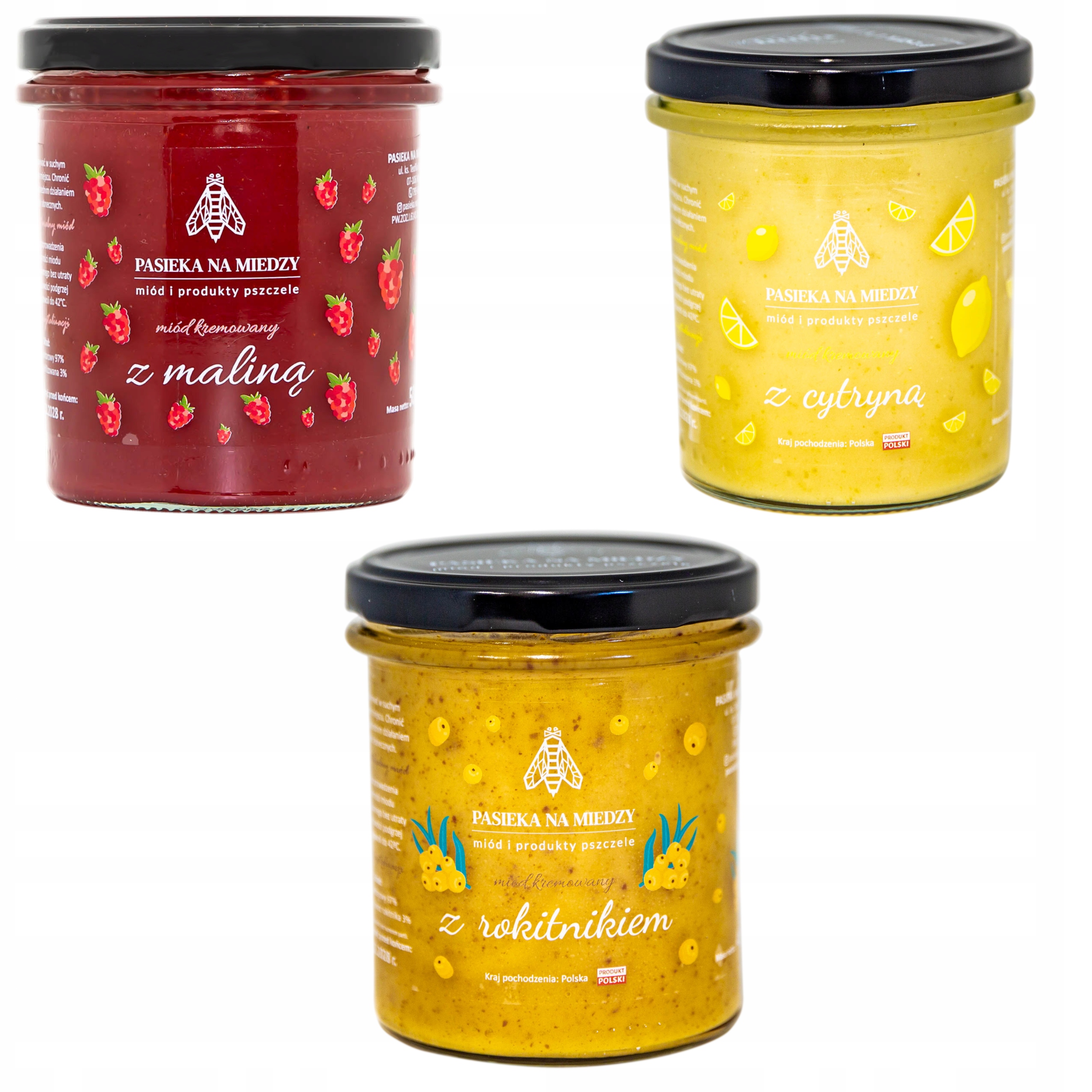 Levně Sada medů 3×450 g Pasieka na medu z polské včelína