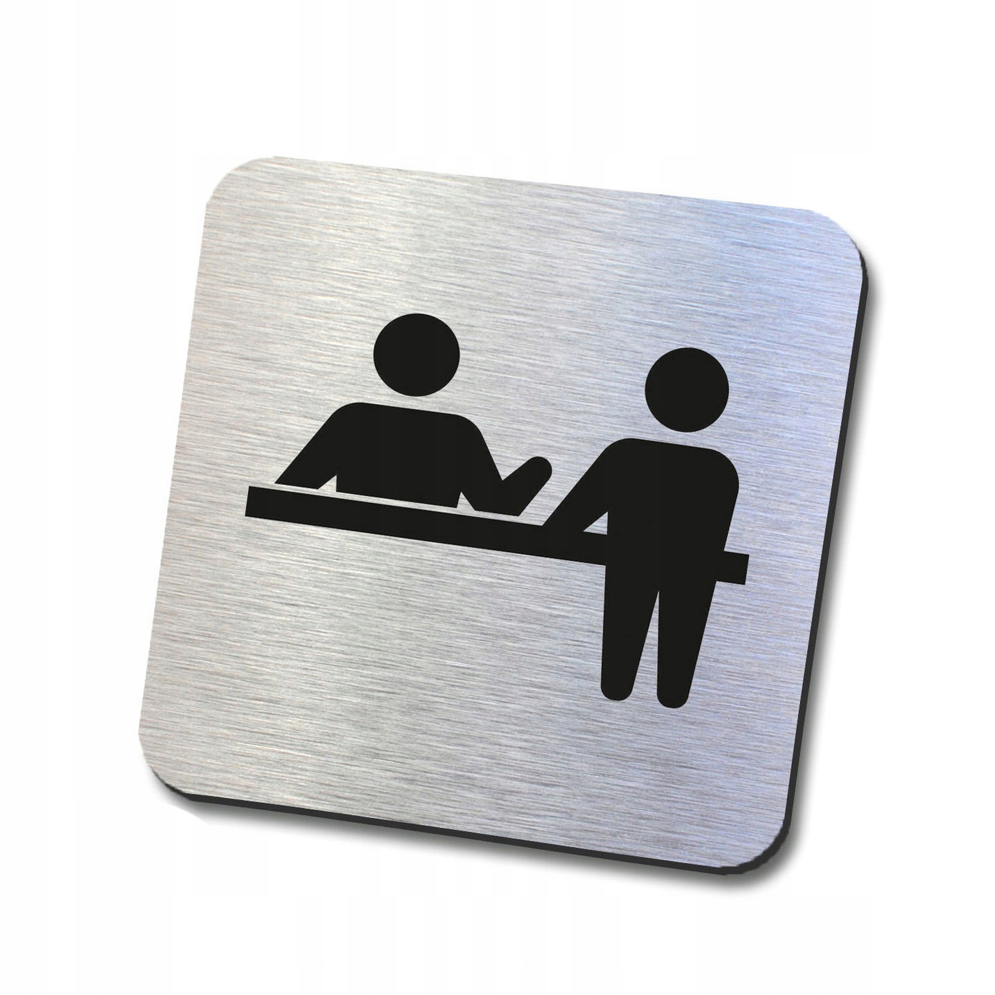 Srebrna tabliczka informacyjna recepcja 10x10 cm