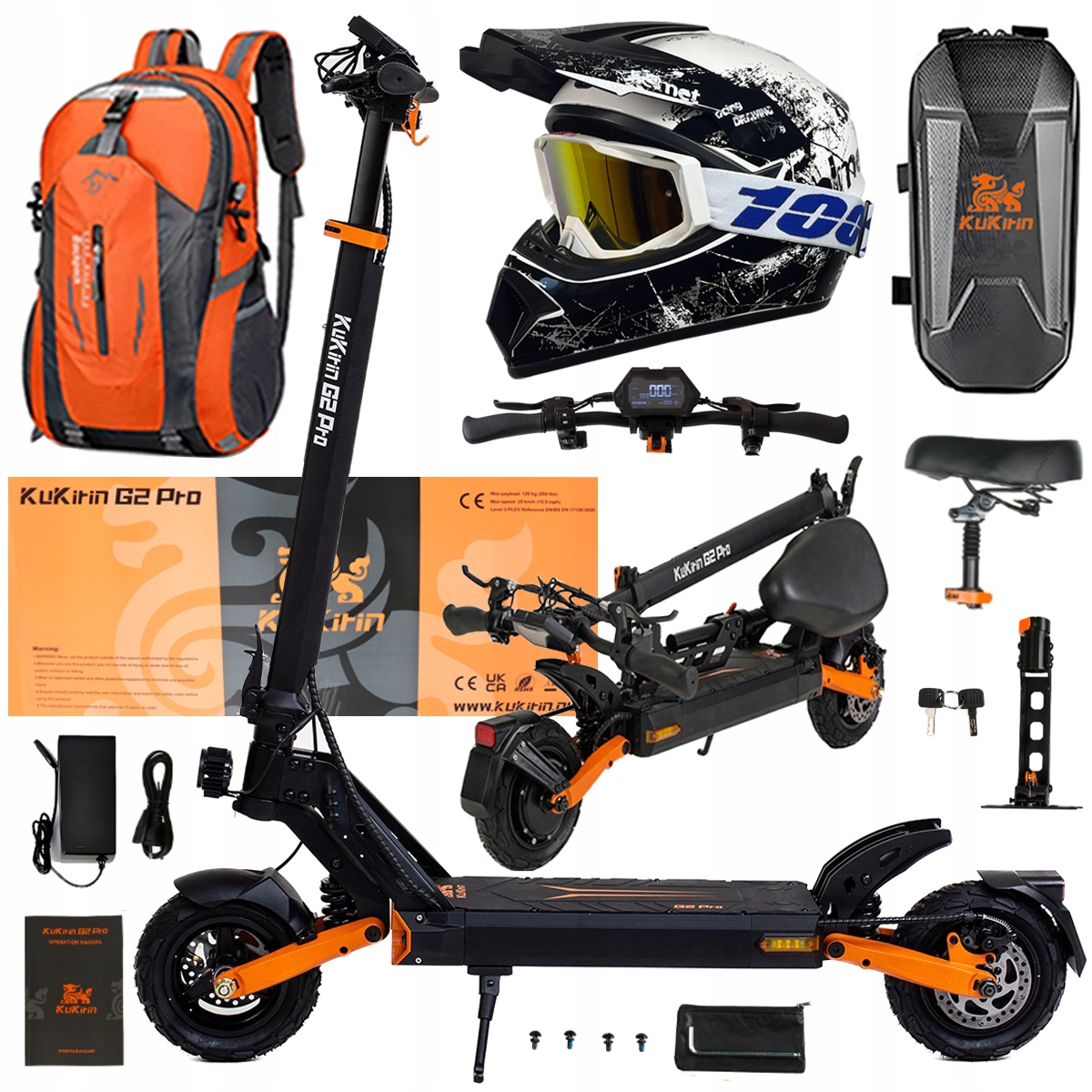 Składany Pojazd Elektryczny Kukirin G2 Pro 1000W 48V 15.6AH 45KM/H +Prezent