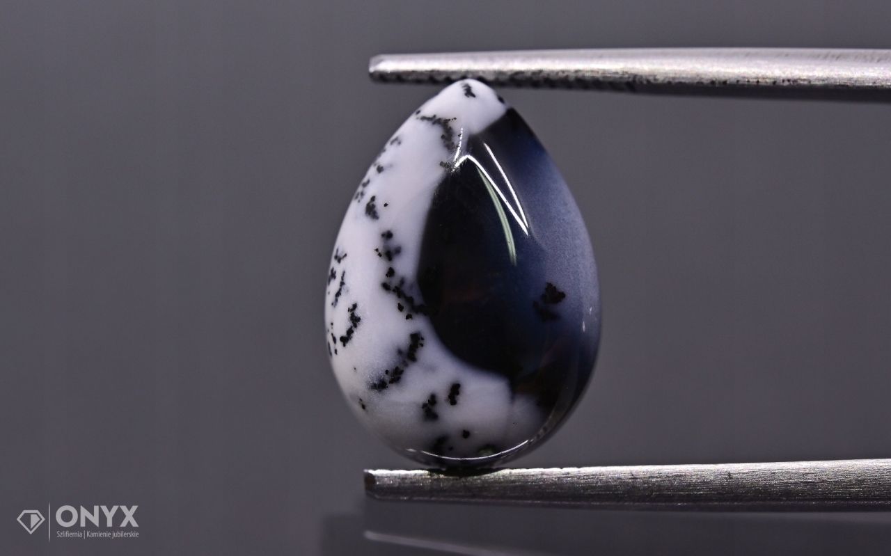 Dendritový achát z Turecka kabošon slza 14x10 mm