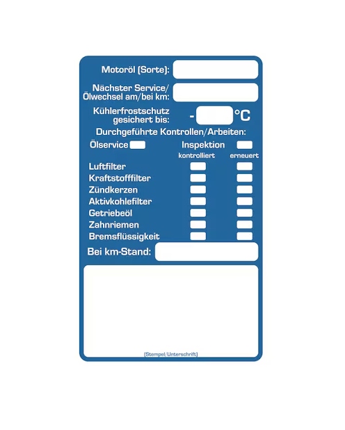 Naklejka inspekcyjna do samochodów 1szt. Język Niemiecki