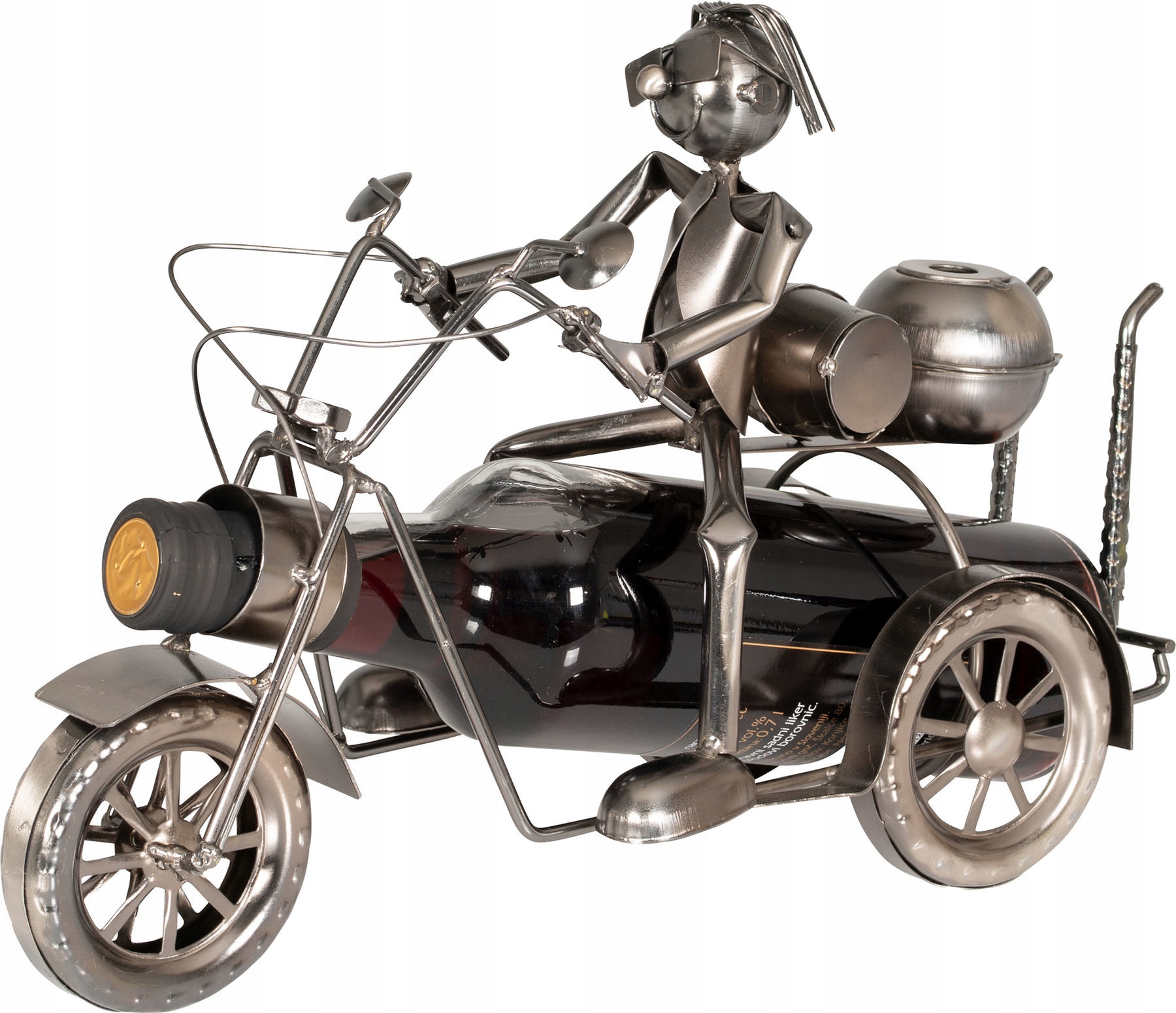 

Stojak na butelkę w kształcie motocykla metalowy