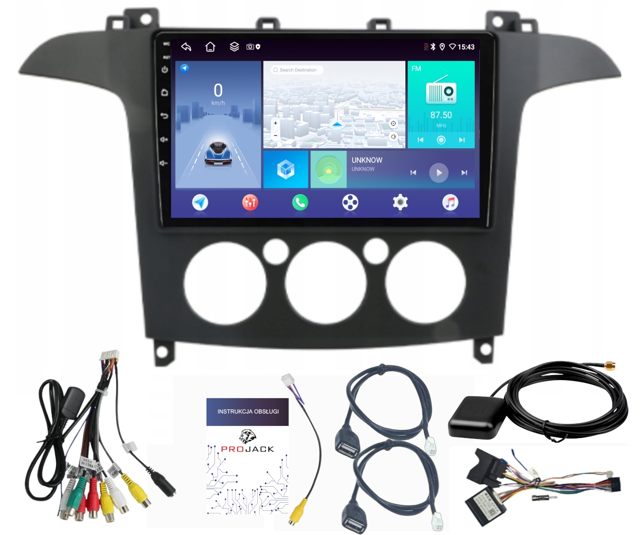 Rádio Navigácia Android Carplay Ford Smax Galaxy 4GB 64GB Sim