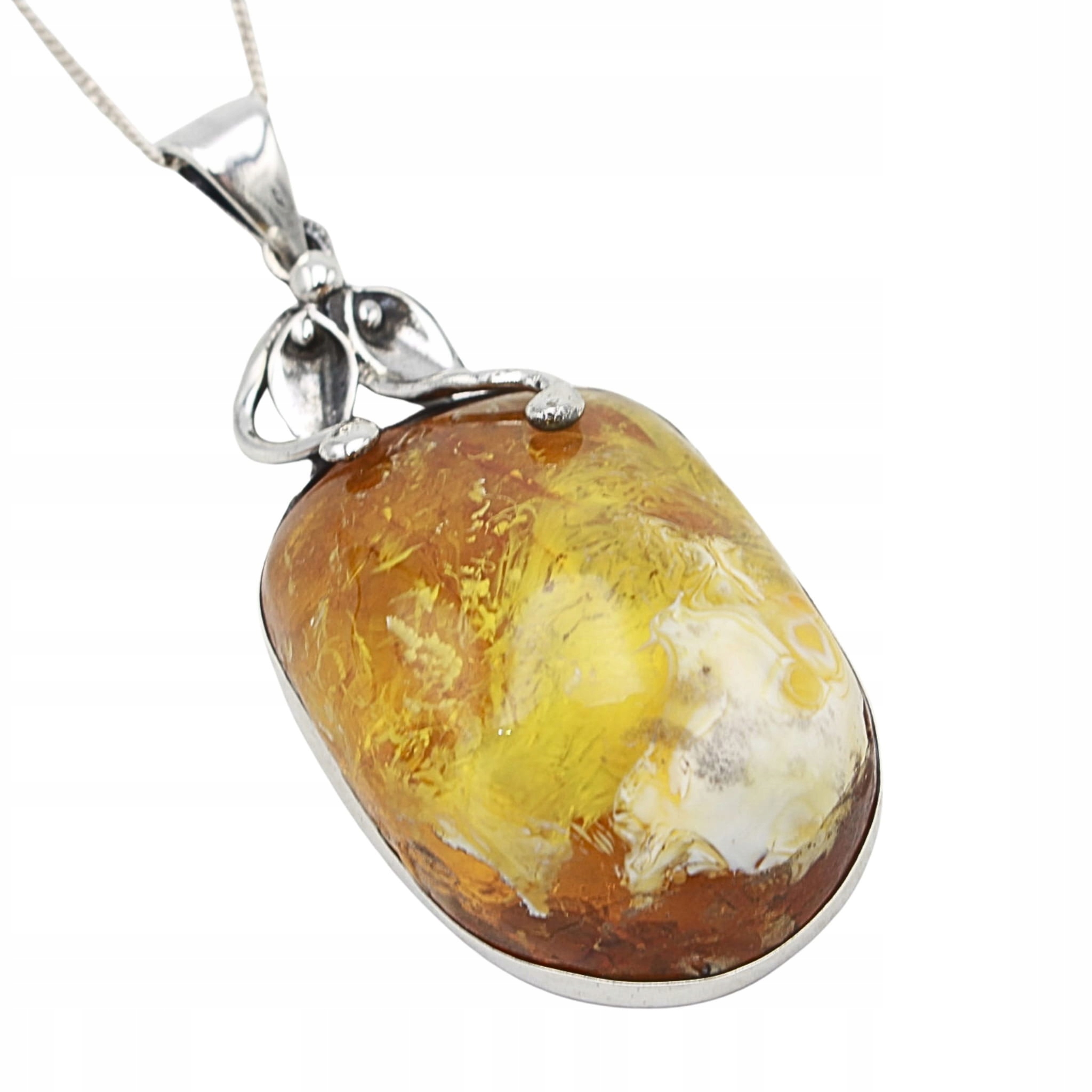 Stříbrný Přívěsek baltský jantar řetízek Stříbro 925