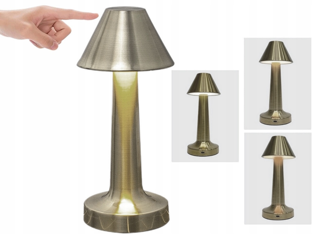 LAMPKA NOCNA STOŁOWA DO SYPIALNI DOTYKOWA LAMPA 3 STOPNIOWA BEZPRZEWODOWA Kolor odcienie szarości i srebra