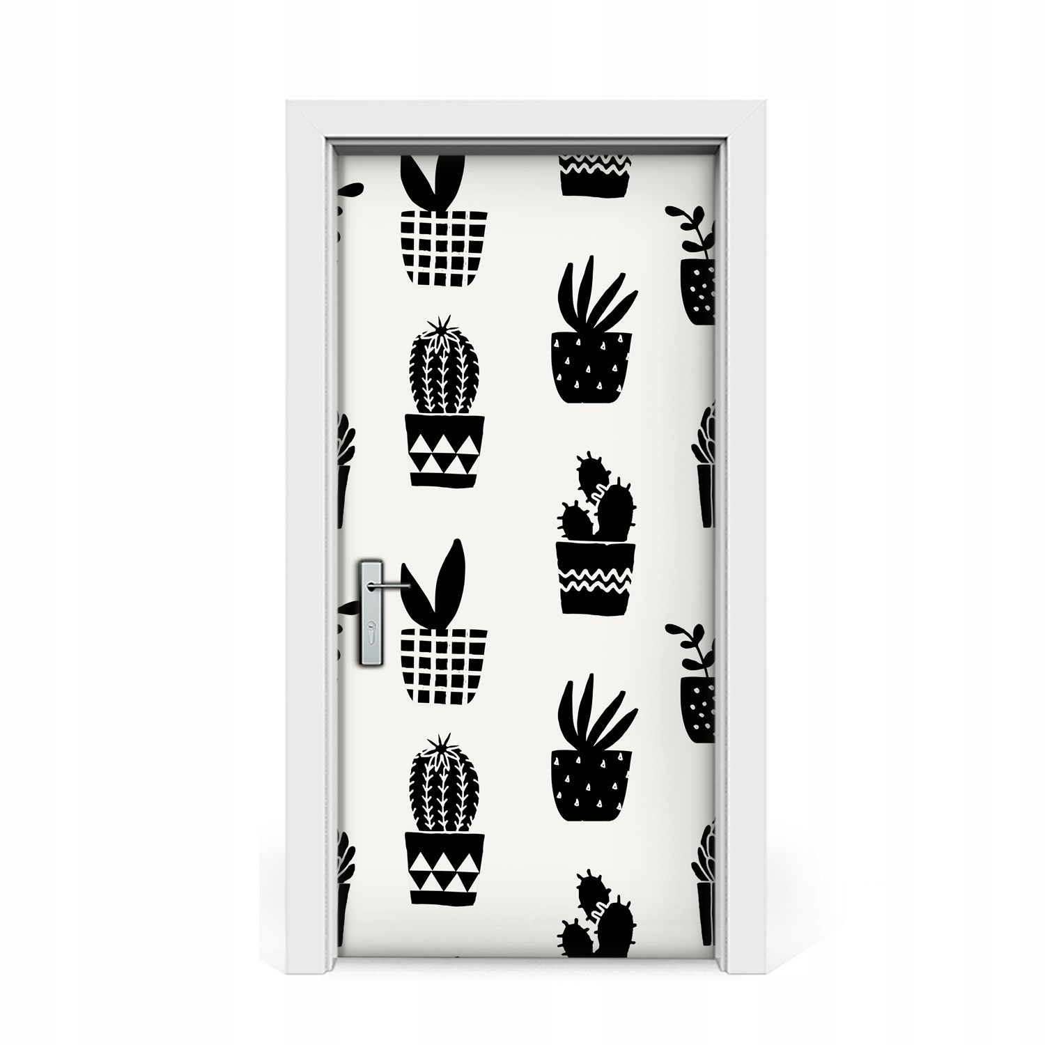 

Naklejka na drzwi Kaktusy czarno-białe 95x205