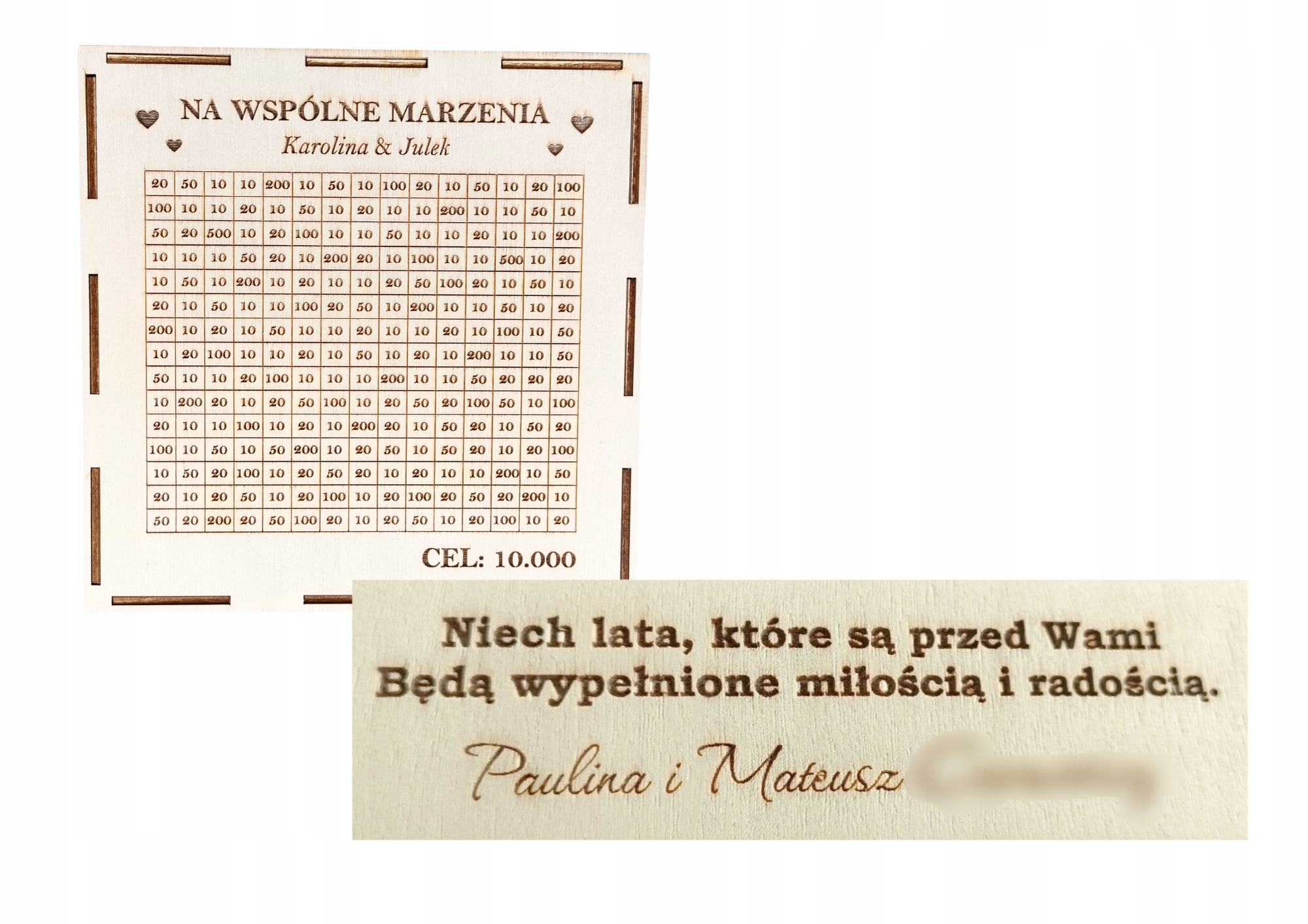 DREWNIANA SKARBONKA WYKREŚLANKA PREZENT NA ŚLUB WESELE Kod producenta SKARBONKA