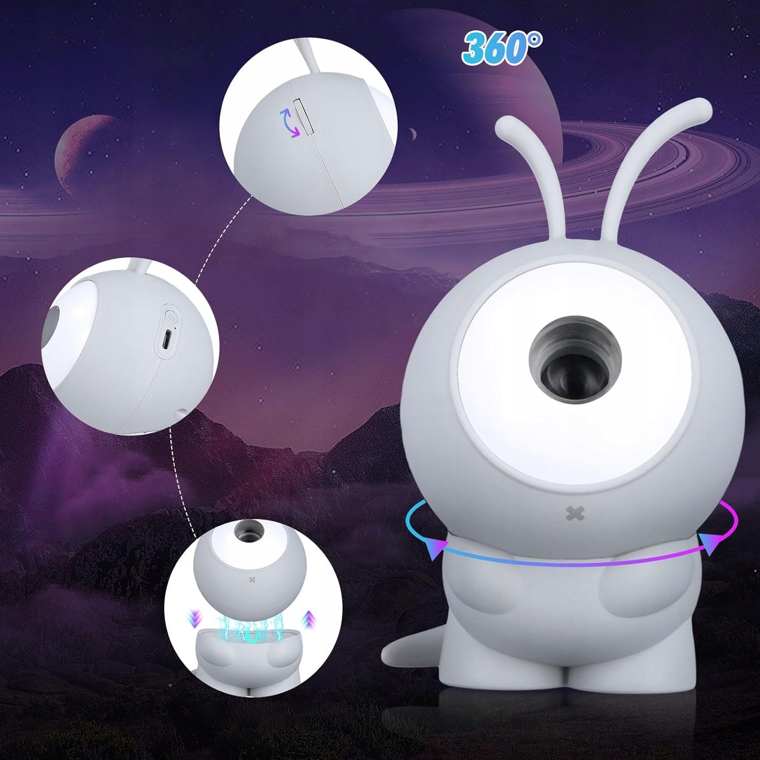 PROJEKTOR GWIAZD LAMPKA NOCNA KOSMOS PLANETY RZUTNIK PLANETARIUM 360 STOPNI Marka bez marki