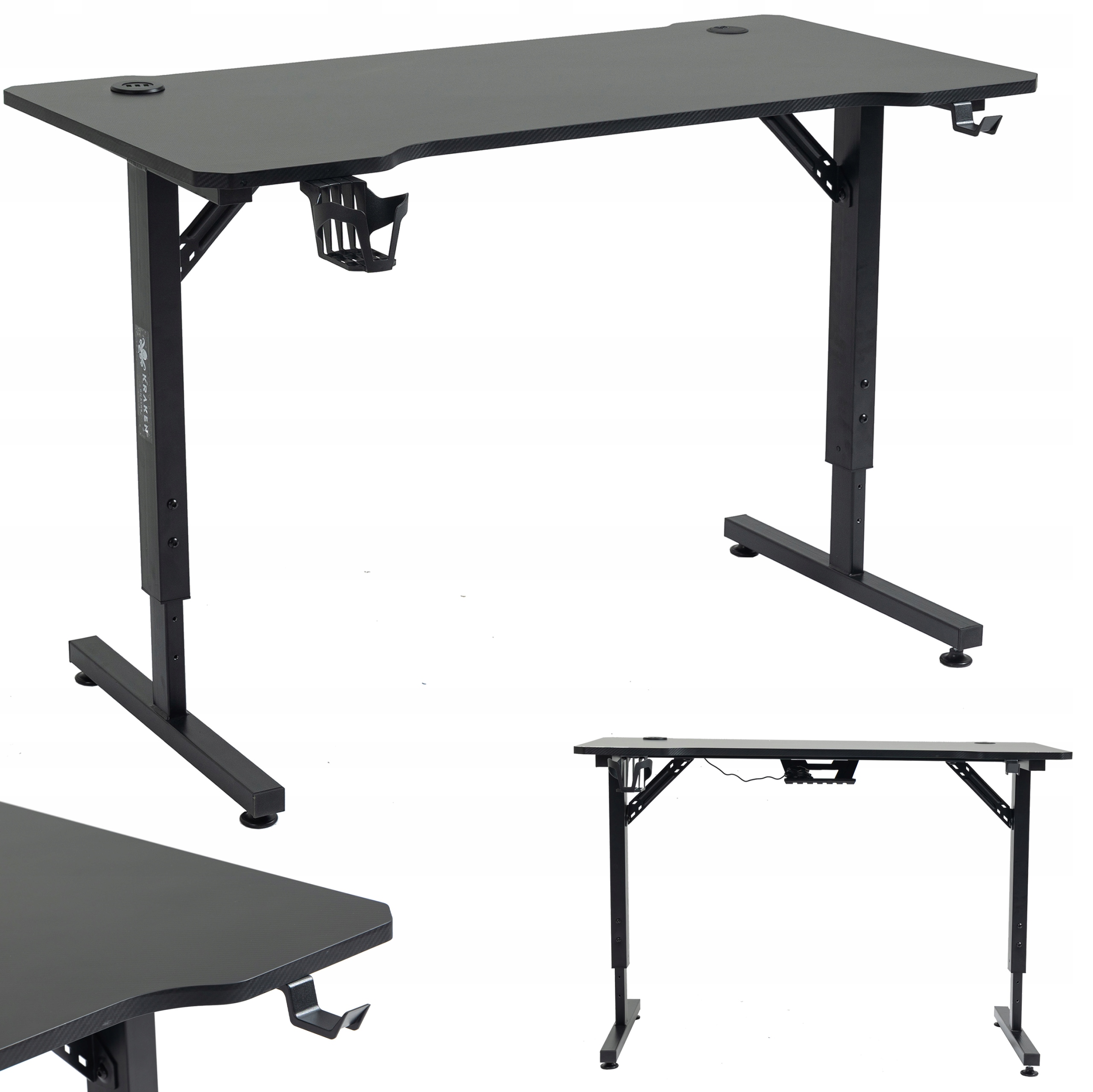 BIURKO GAMINGOWE KOMPUTEROWE REGULOWANE USB STÓŁ