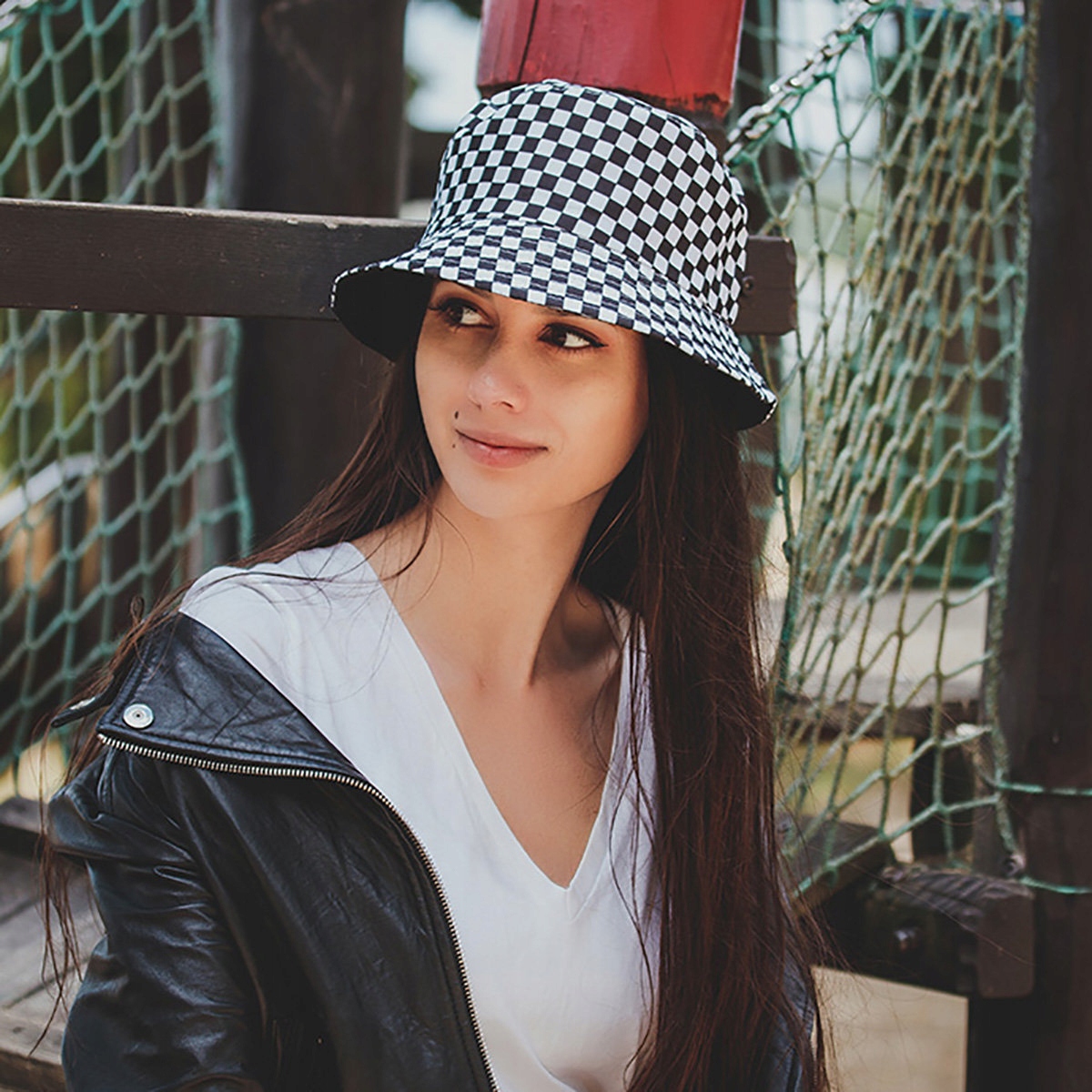 BUCKET HAT czapka dwustronna KAPELUSZ kratka Rodzaj bucket