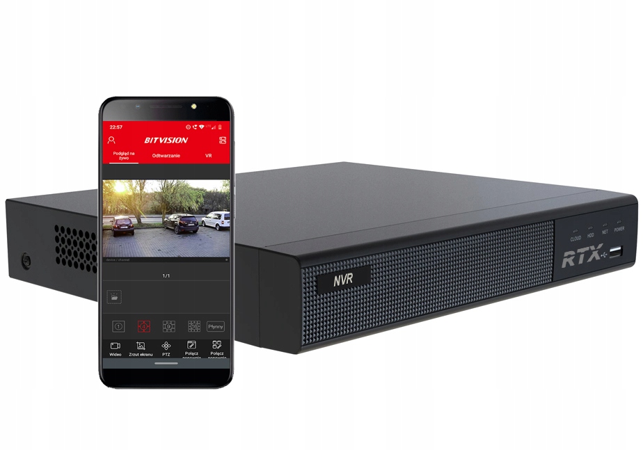 Síťový rekordér Rtx Nvr 9 kanálů až 8 Mpx Aplikace P2P Vzdálený náhled