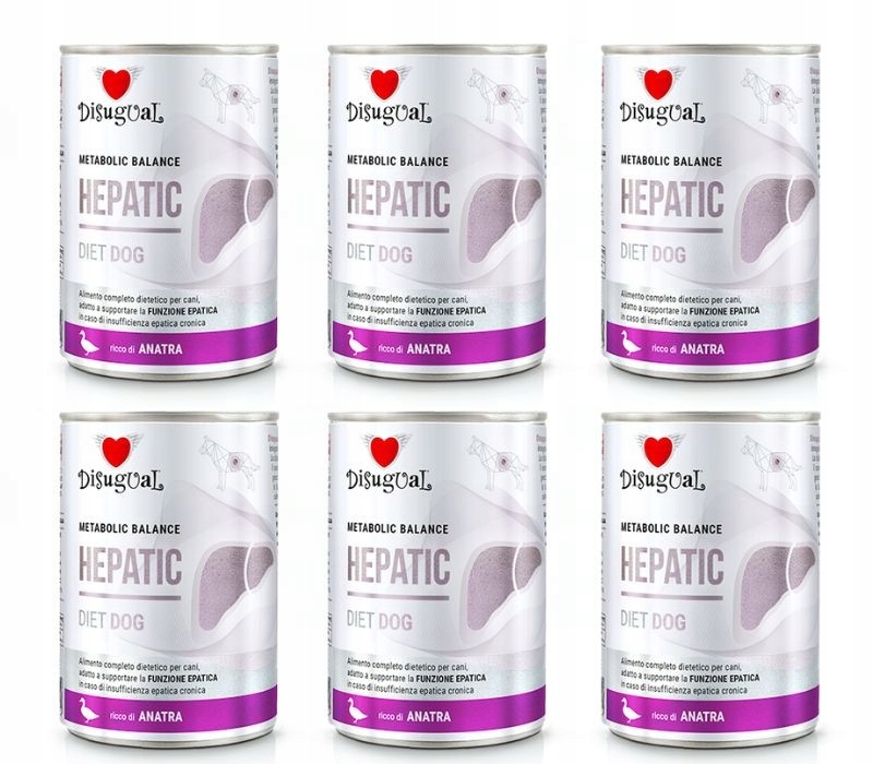 Levně Disugual Pro psa Mokrá strava Veterinární játra Hepatic Kachna 6 x 400 g