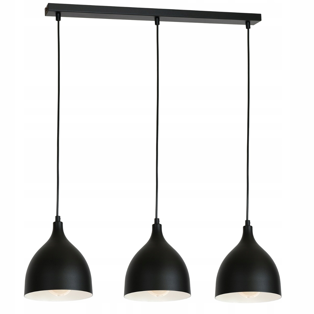 Závěsná lampa trojitá černá lišta 72 cm nad jídelní stůl Luminex