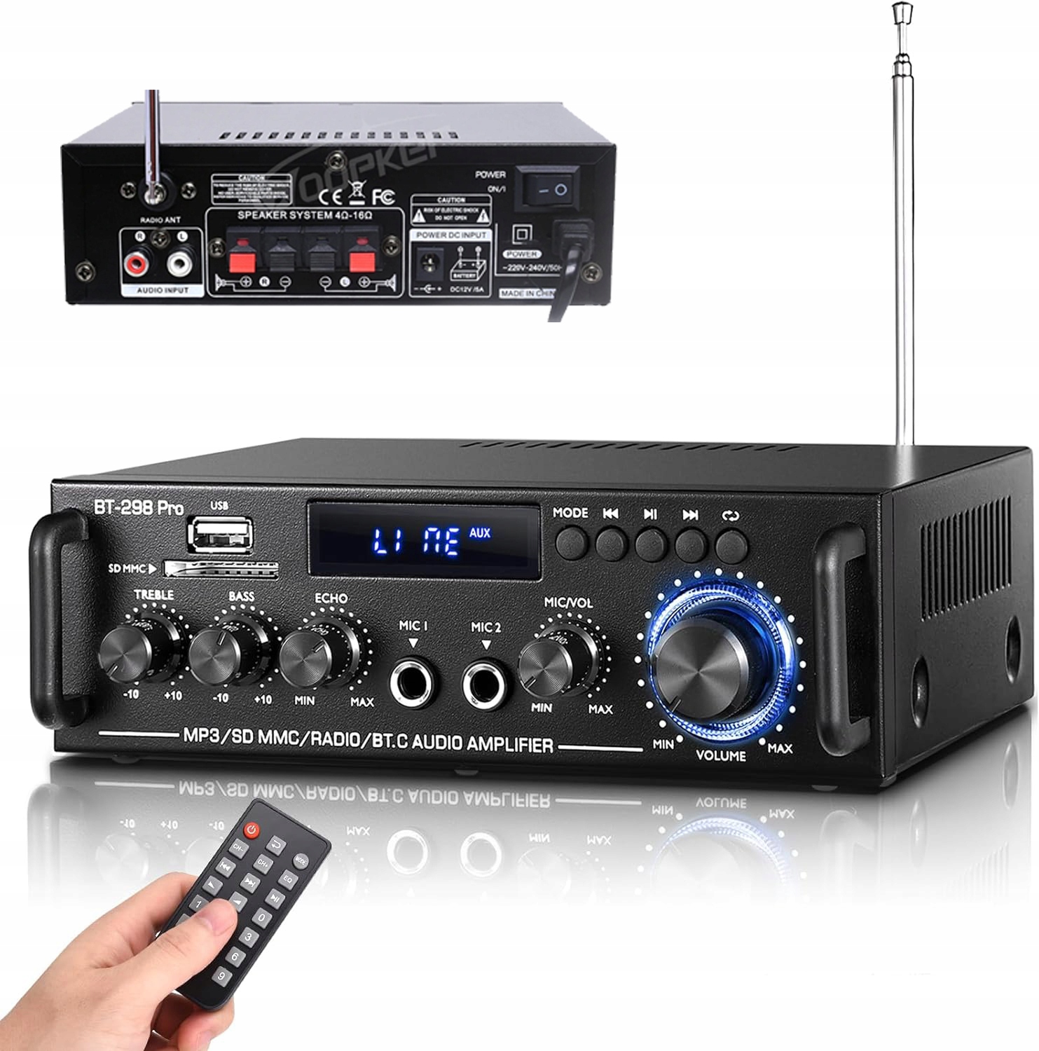 Zesilovač A Autorádio Reproduktor Karaoke Bluetooth Dálkové Ovládání