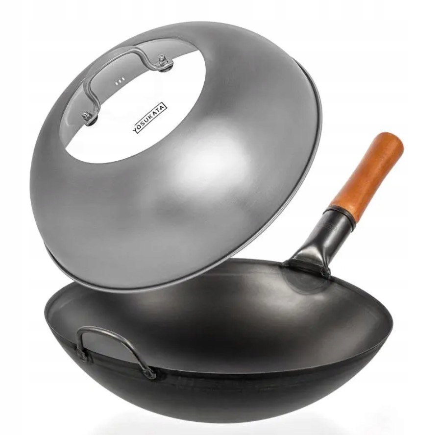 Yosukata Sada Wok 36 cm Pokrievka z ocele Sklo na plyn Stir Fry Bbq