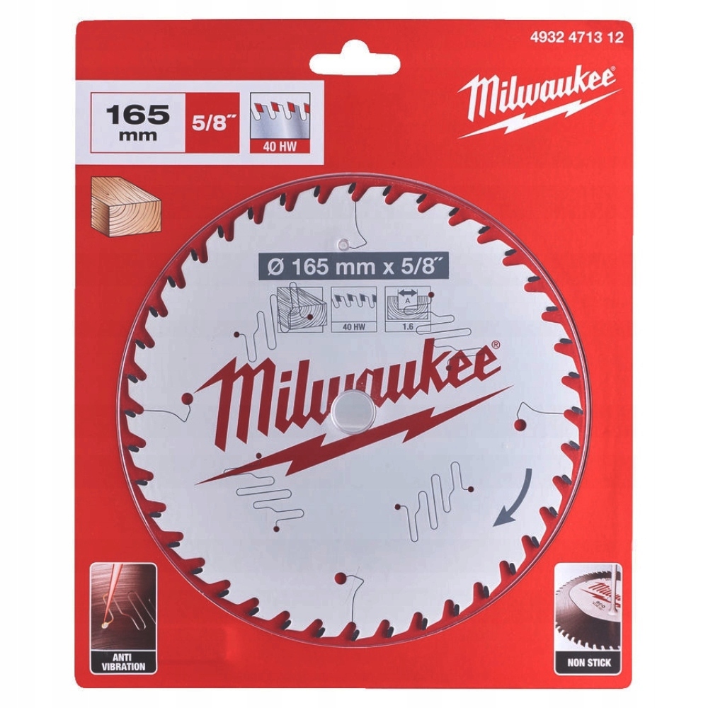 Tarcza pilarska do drewna 165 mm 40z Milwaukee 4932471312