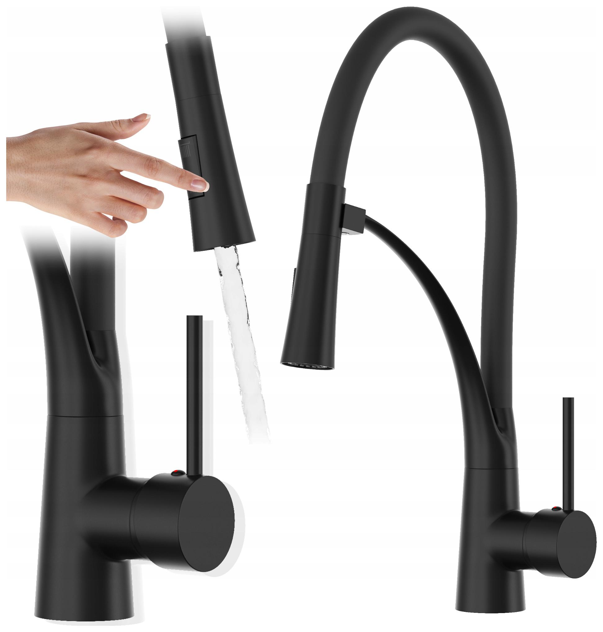 Kuchynská batéria Vyťahovaná Vypínačom stojaca čierna kuchynská batéria Nexo