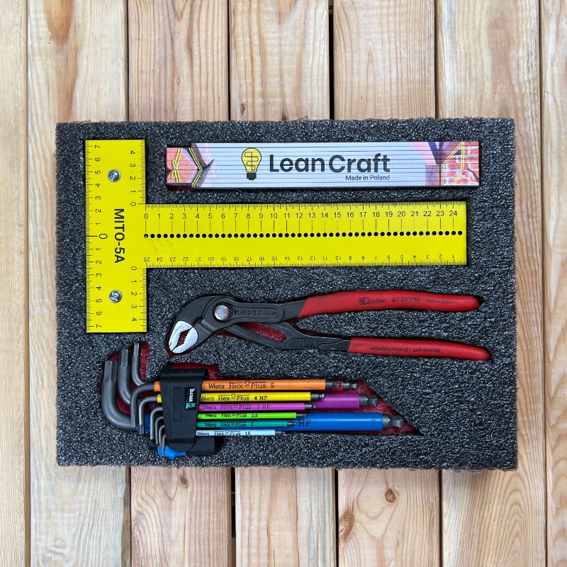 LeanFoam grafit-czerwony - pianka/wkład do Qbrick System Pro Toolbox 2.0 Długość 37.5 cm