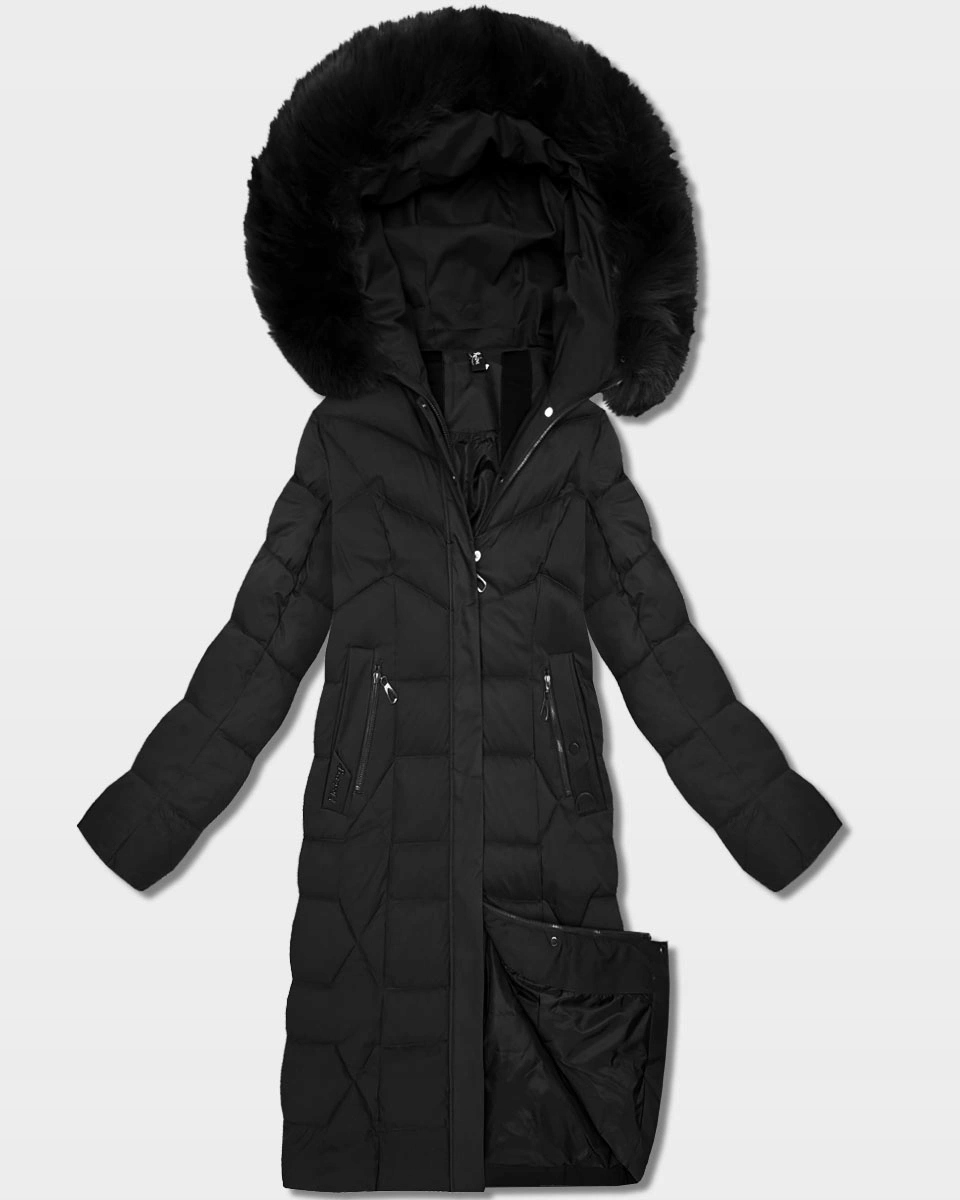 Dlouhá Bunda S Kapucí 7665# Černá 50