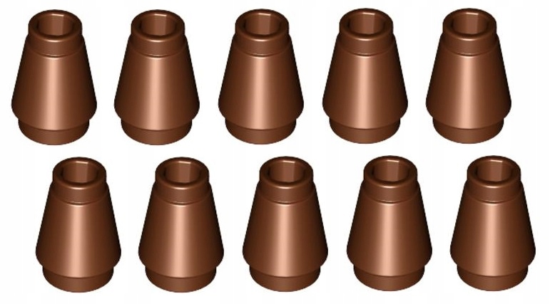 

Lego stożek 1x1 brązowy 10 szt. 4589 59900