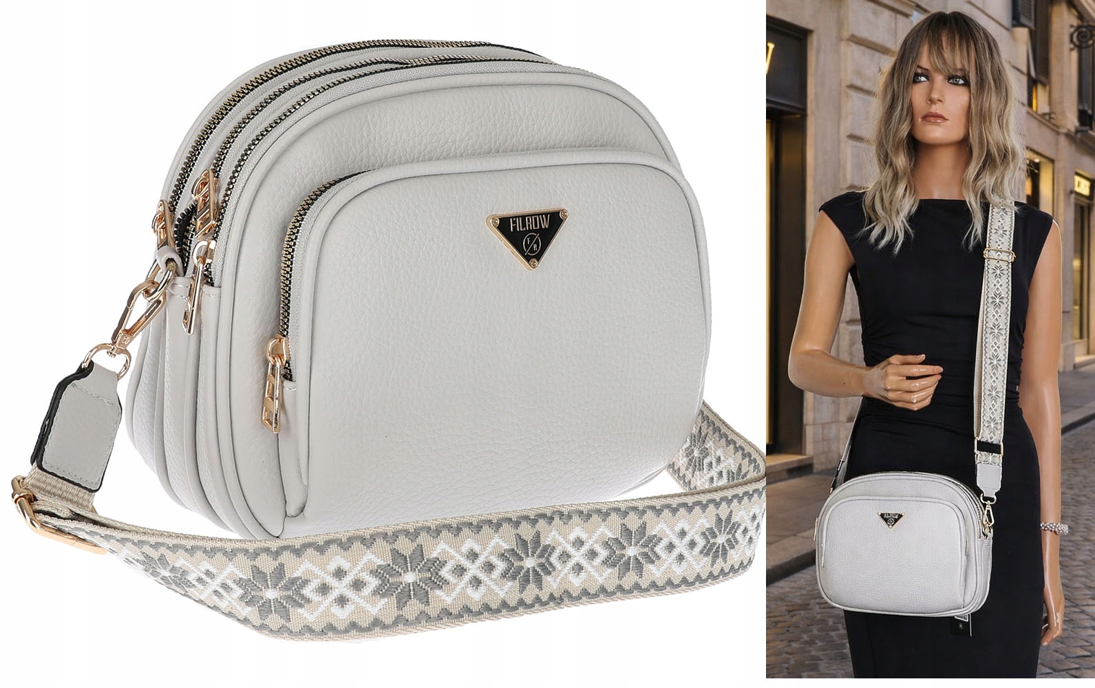 Torebka Damska pojemna klasyczna Listonoszka na ramię Filrdw Y431 Szara