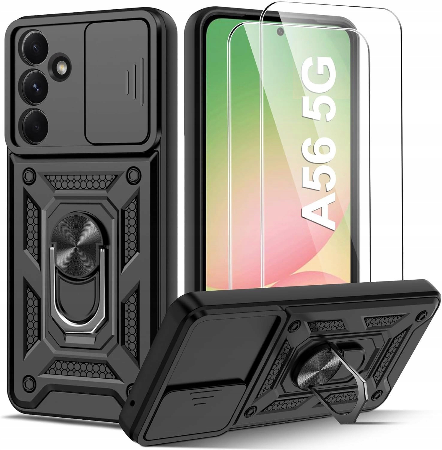 Etui Pancerne Ring 2x Szkło 9H Do Samsung Galaxy A56 5G Jakość Premium