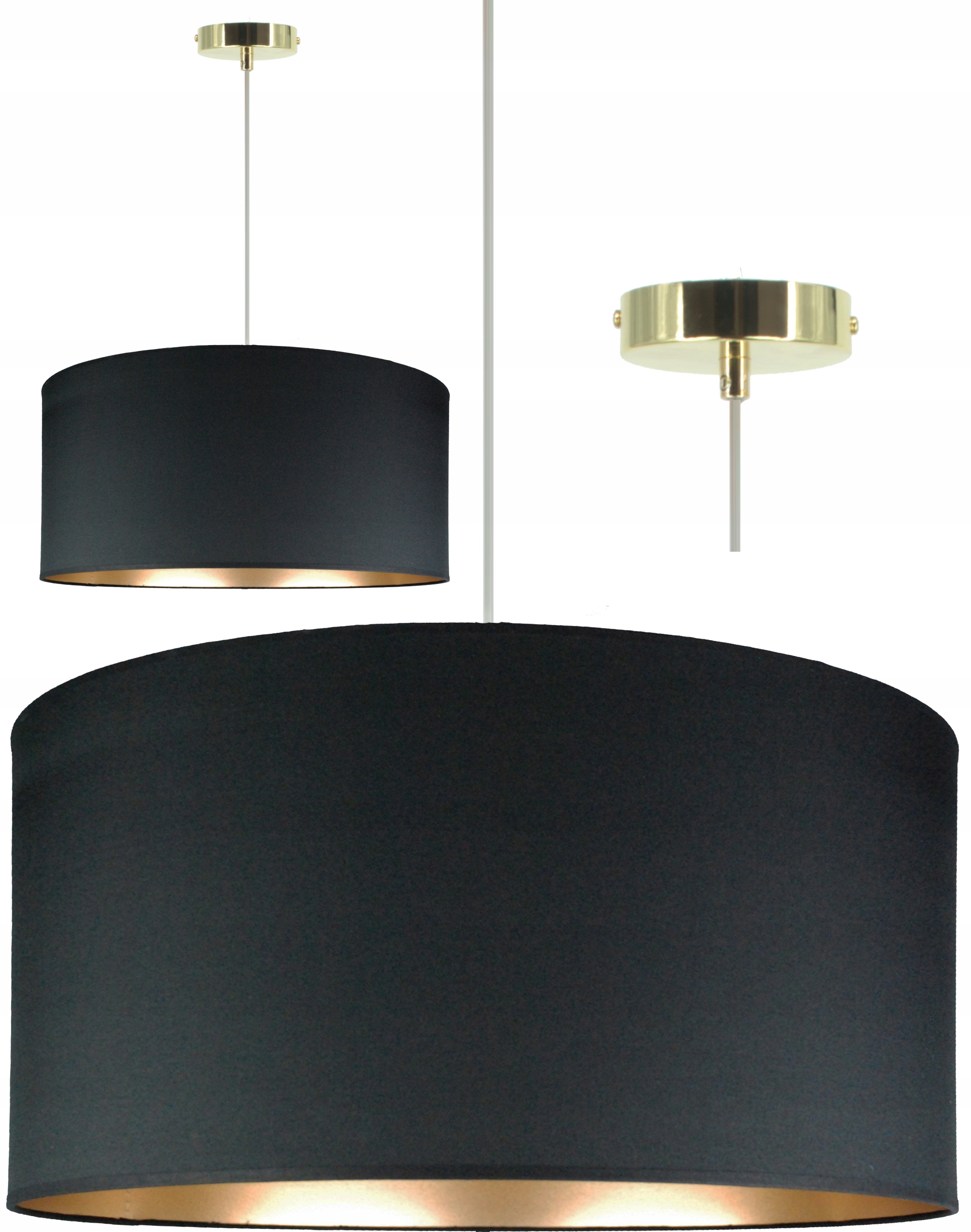 Závěsná Lampa Golden 40 cm Černé Stínidlo Se Zlatým Vnitřkem, Zlatý Podhled
