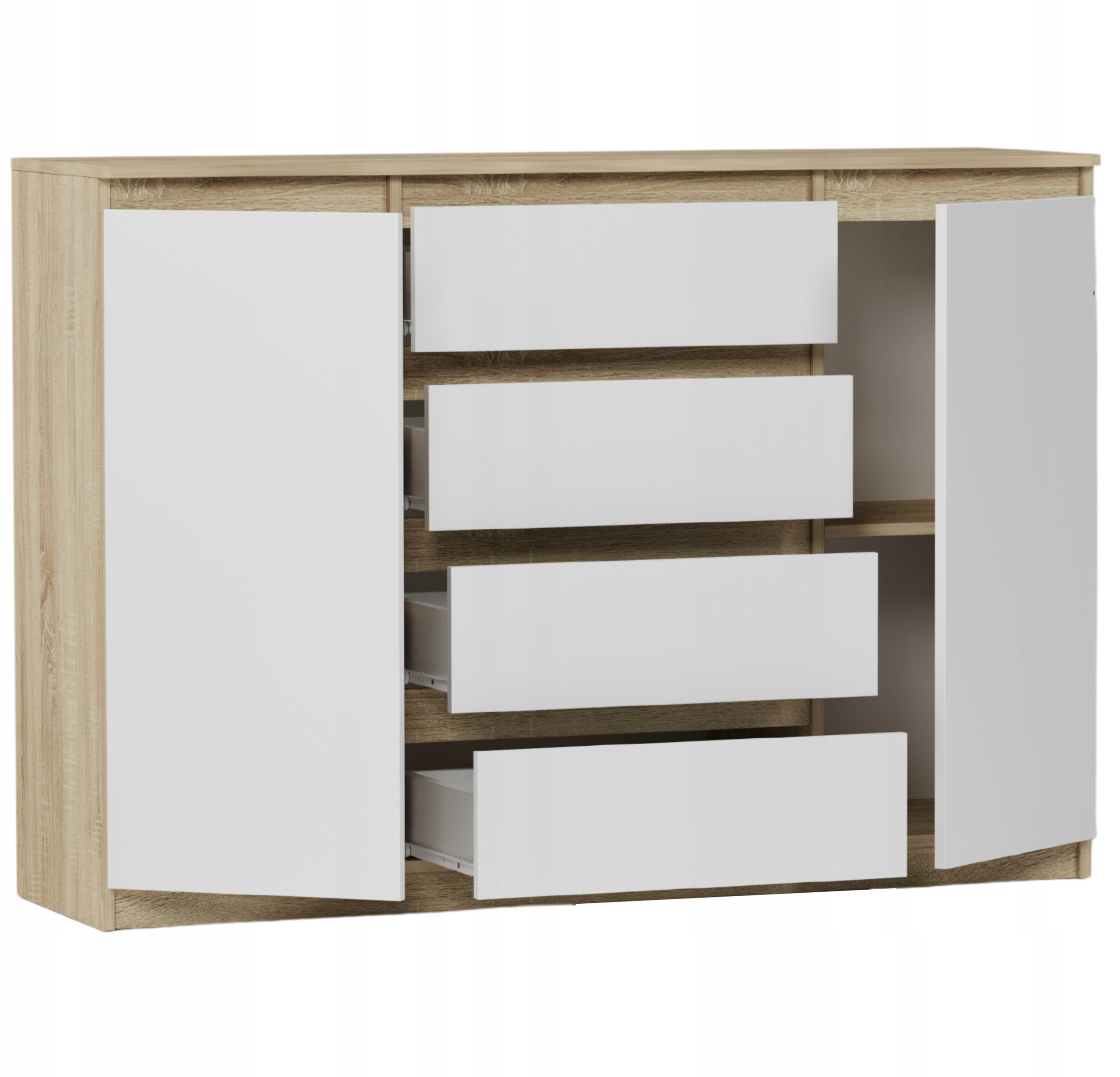 KOMODA 140 SZAFKA 4 SZUFLADY 2 PÓŁKI Sonoma MIX