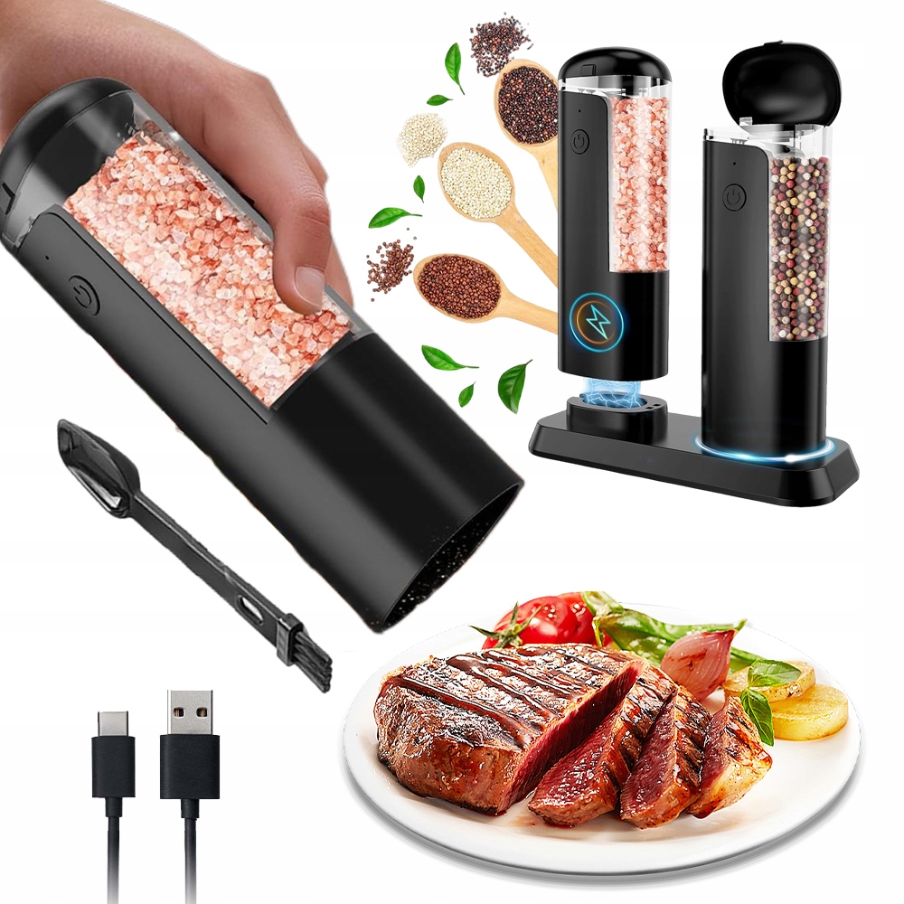 Elektrický Mlýnek Na Pepř A Sůl Jako Dárek S Podstavcem, 2 Ks