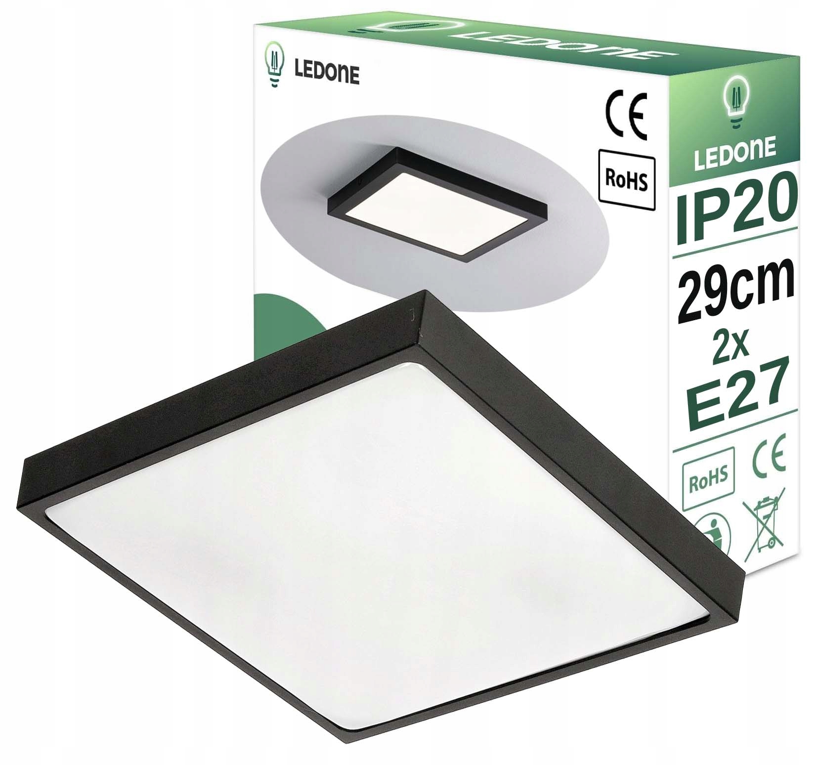 

Plafon czarny lampa oprawa sufitowa na led 2x E27