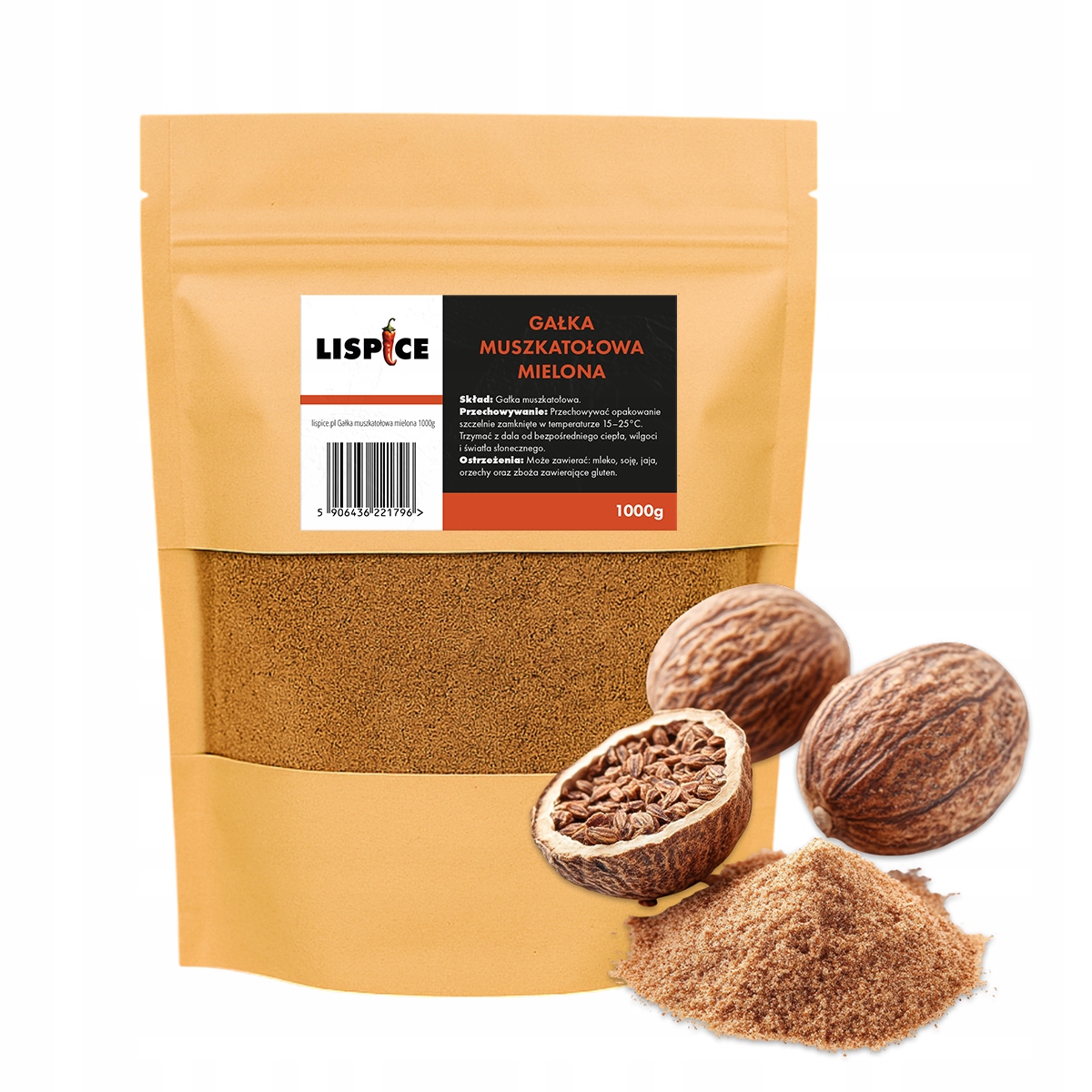Mletý muškátový oříšek 1000 g, aromatické koření pro dezertní pečivo