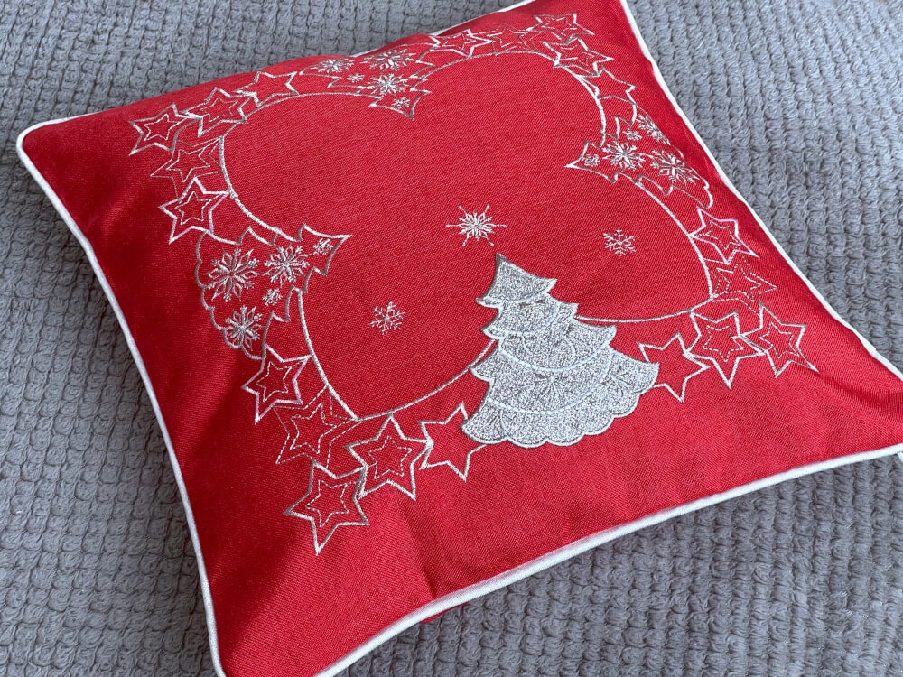 Poszewka Świąteczna 40x40 cm Gwiezdne Choinki Długość 40 cm