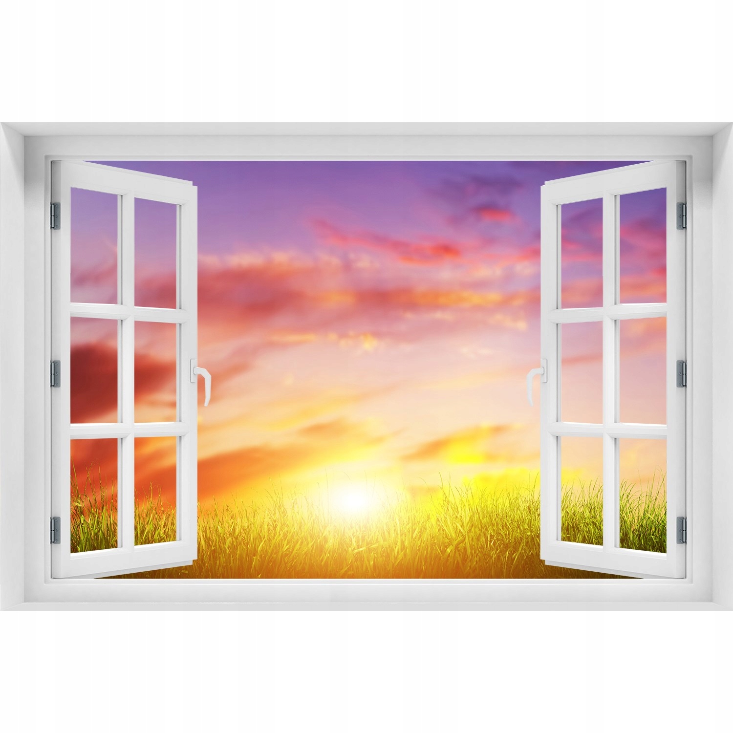 

Naklejka Fototapeta 3D Okno Zachód słońca 120x80