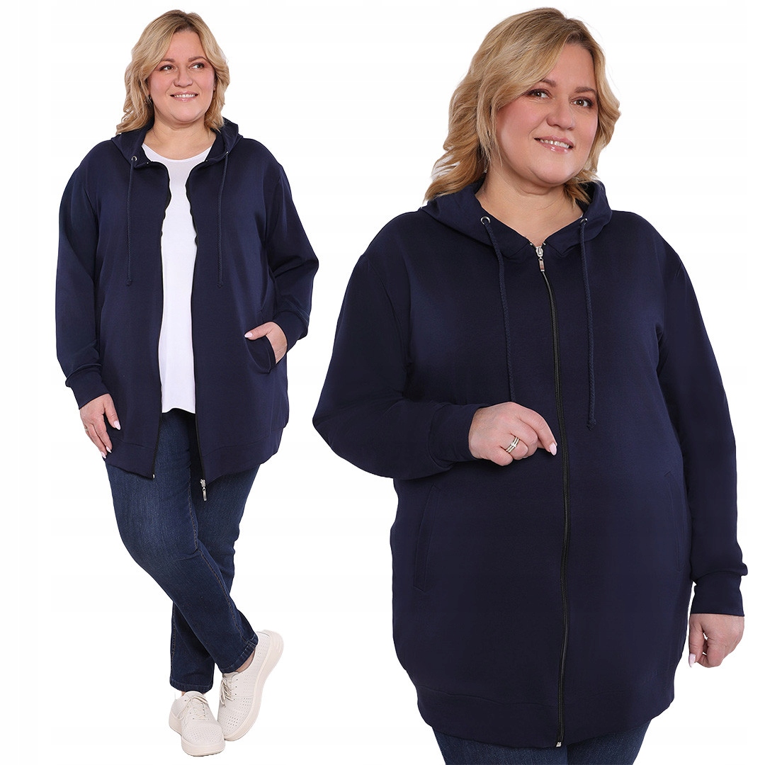 Tmavě modrá mikina s kapucí a kapsami 60/62