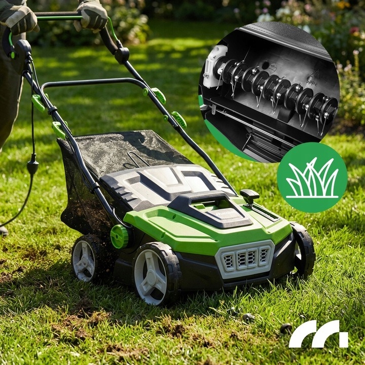 AERATOR WERTYKULATOR ELEKTRYCZNY DO TRAWY 45L SZEROKOŚĆ ROBOCZA 38CM GRATIS Szerokość robocza 38 cm