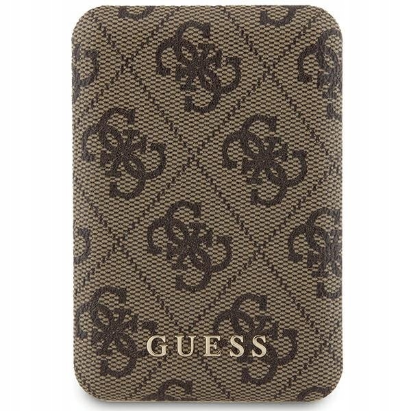 Guess Indukční powerbanka 15WGUPB5FP4EMGW 5000mAh hnědá/brown 4G Leather
