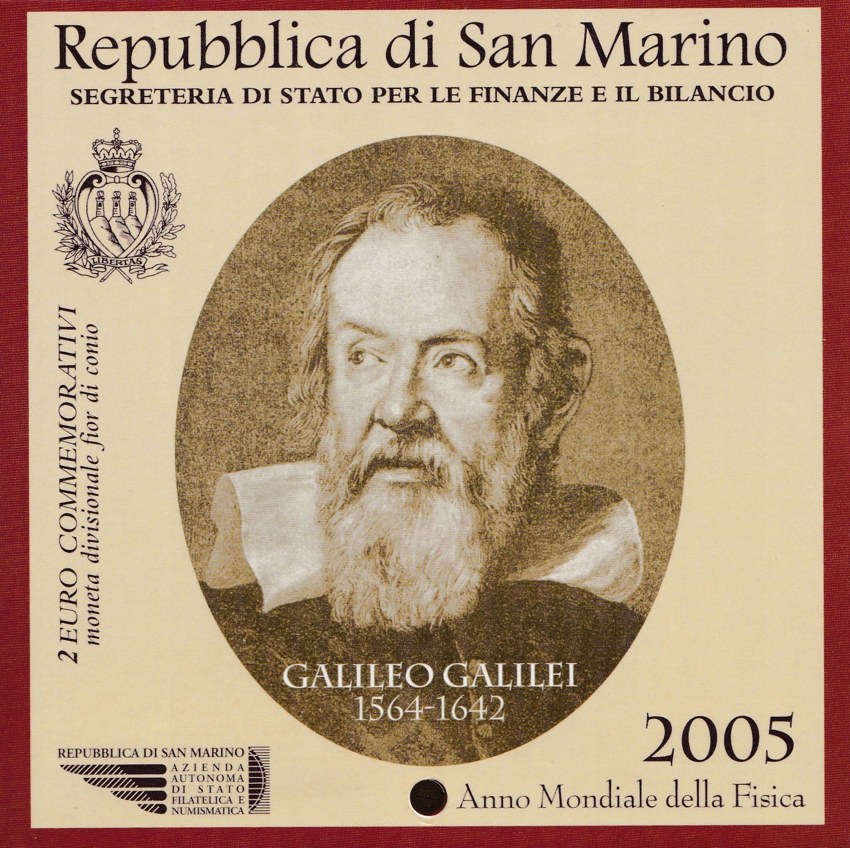 2 EURO – GALILEO GALILEI – 2005 – BLISTER - SAN MARINO