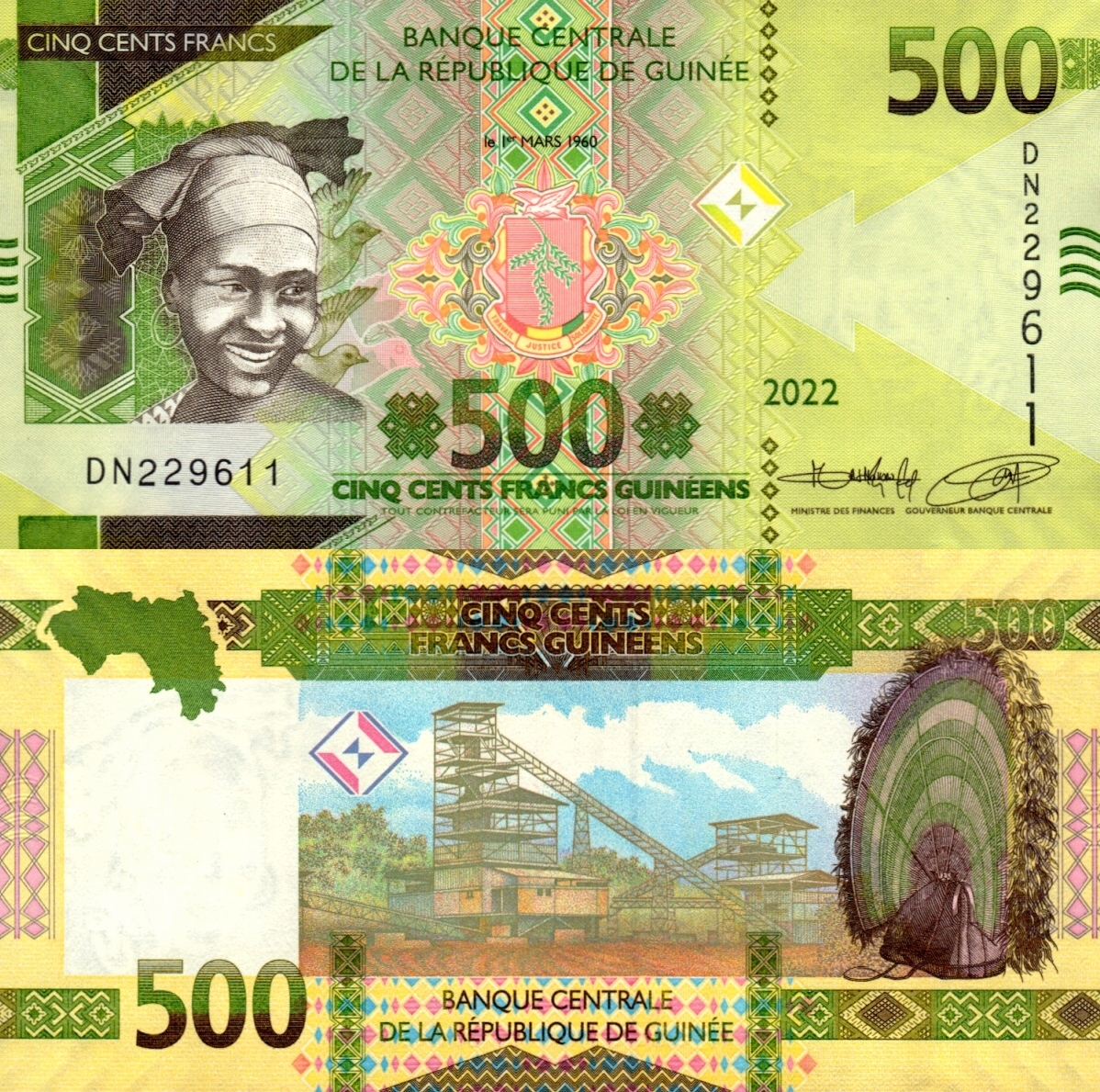 # GWINEA - 500 FRANKÓW - 2022 - P-52b - UNC