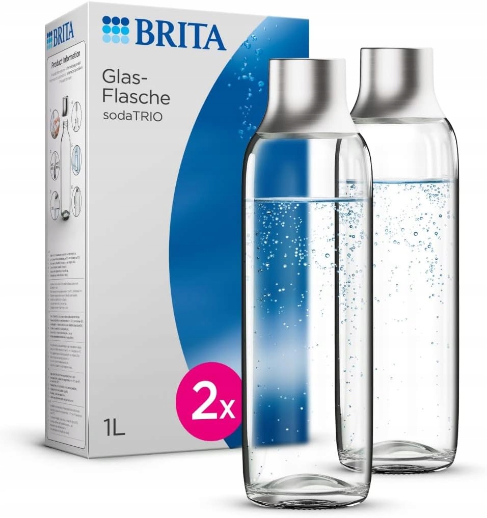 Zestaw dwóch butelek szklanych do wody do saturatora Brita sodaTRIO 1l x2