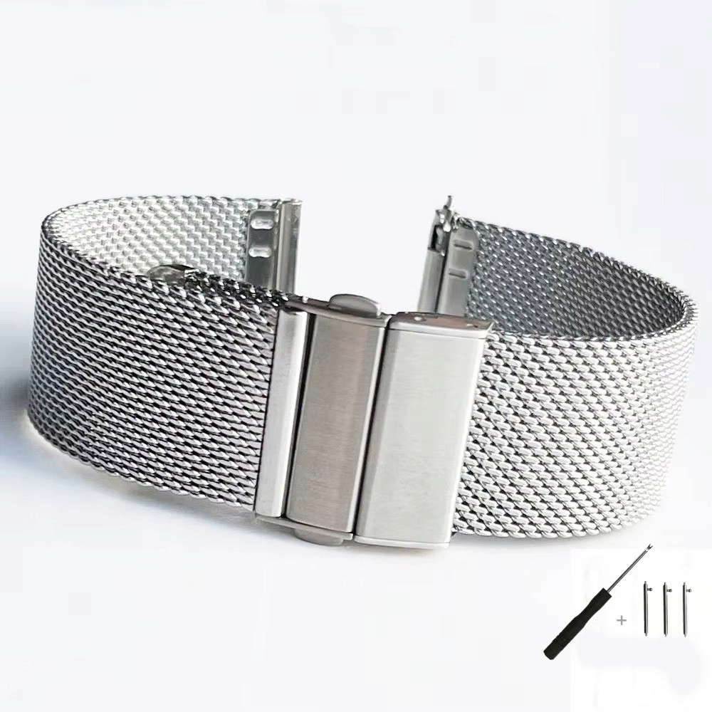 Bransoletka do zegarka męskiego damskiego stalowa srebrna 18 mm mesh milane